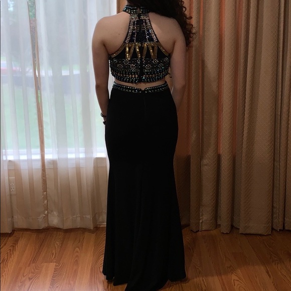 •Long, Black, Rhinestone Dress - Picture 4 of 6